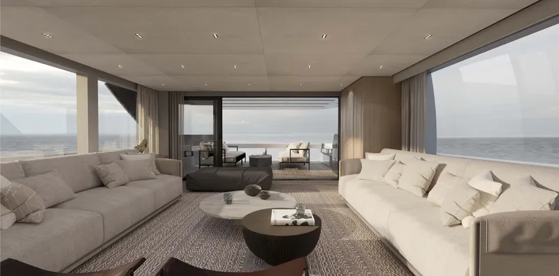 Slide: The Image of Luxurious interior of 2026 Sanlorenzo 86A yacht with ocean view. - 9