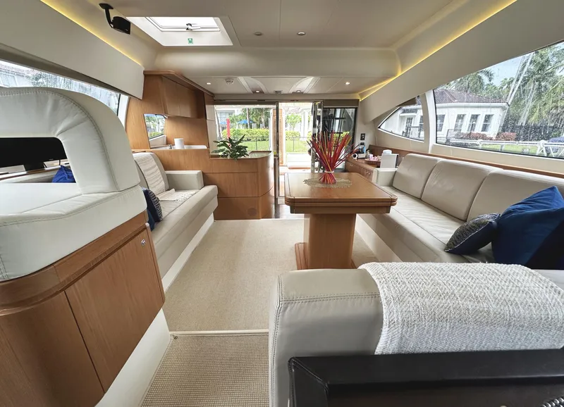 Slide: The Image of Luxurious interior of 2014 Ferretti Yachts 530 with elegant seating and modern design. - 16