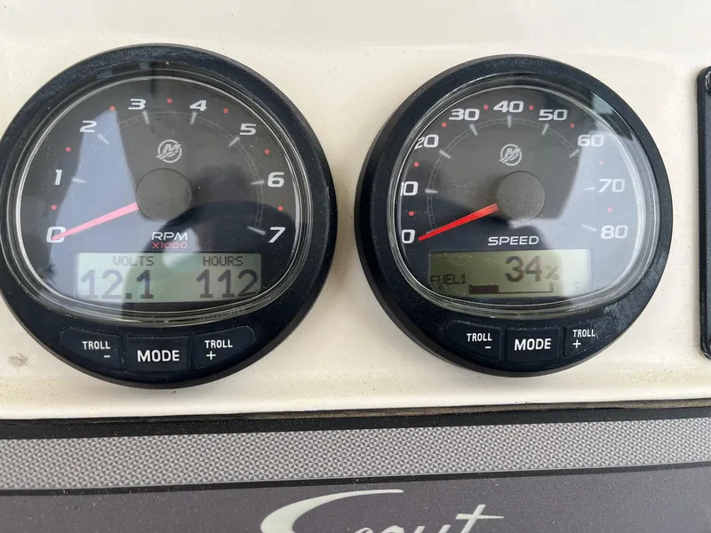 Slide: The Image of Dashboard of 2018 Scout 251 XSS showing RPM and speed gauges. - 29