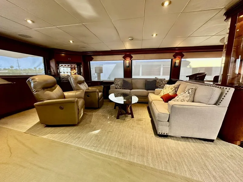 Slide: The Image of Luxurious interior of 2001 Dovercraft Custom RPH yacht with plush seating and elegant decor. - 16