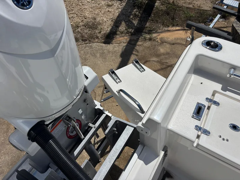 Slide: The Image of KenCraft 269 boat, 2025 model, featuring a sleek engine and deck details. - 12