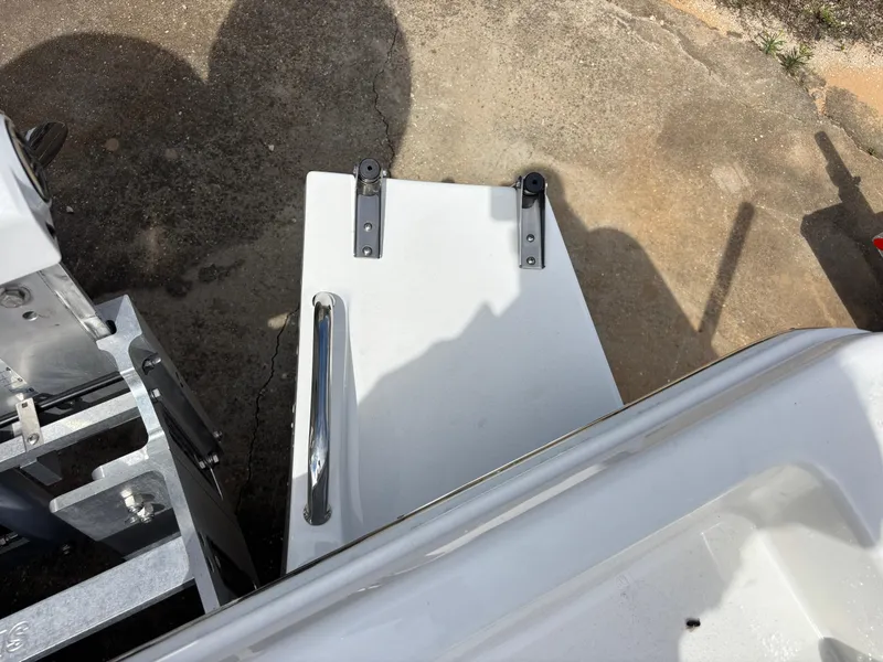 Slide: The Image of KenCraft 269 boat platform, 2025 model, with metal handle and mounting brackets. - 48