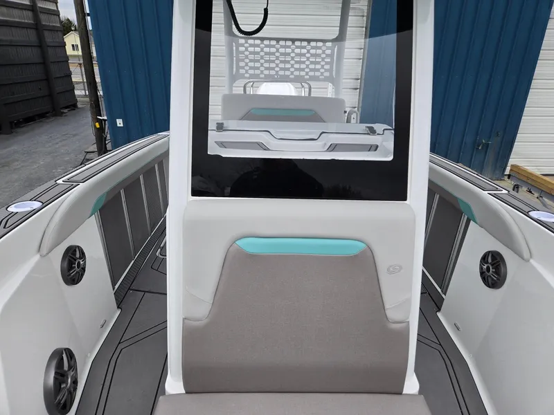 Slide: The Image of 2025 Hurricane Center Console 24 OB boat interior with modern seating and sleek design. - 8