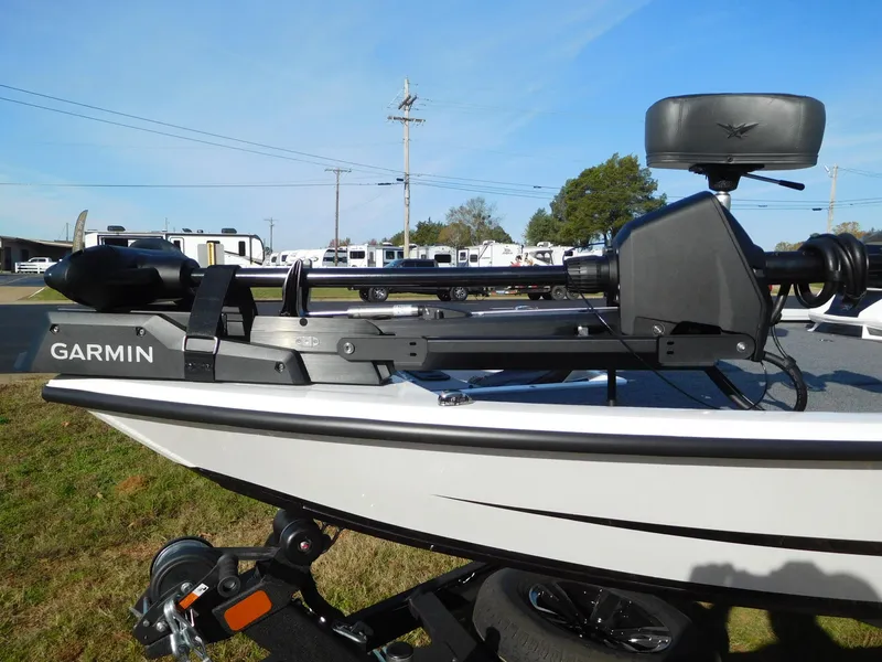Slide: The Image of 2025 Vexus AVX 2080 boat with Garmin trolling motor on trailer. - 7
