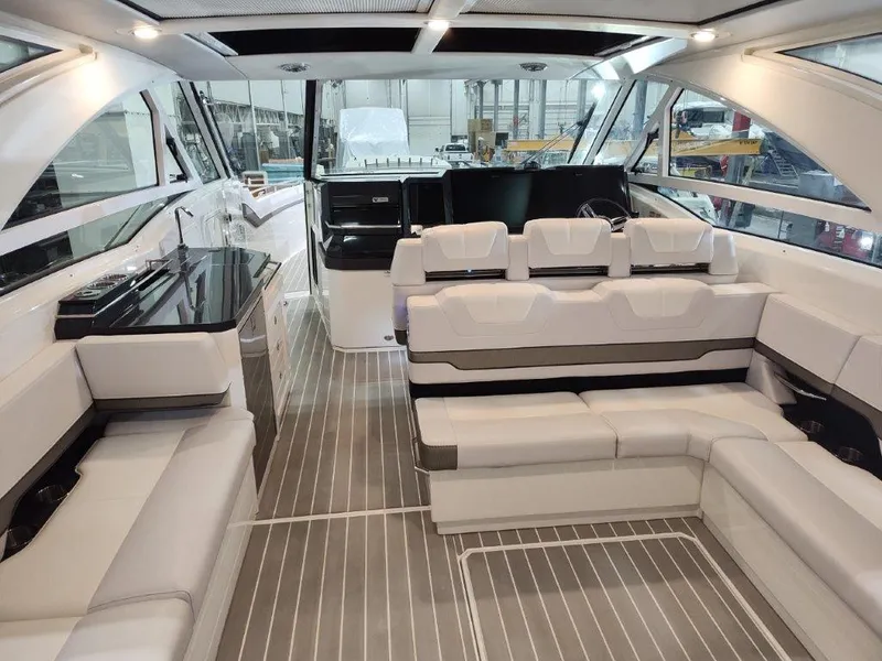 Slide: The Image of Luxurious interior of 2021 Formula 430 Super Sport Crossover yacht with plush seating. - 25