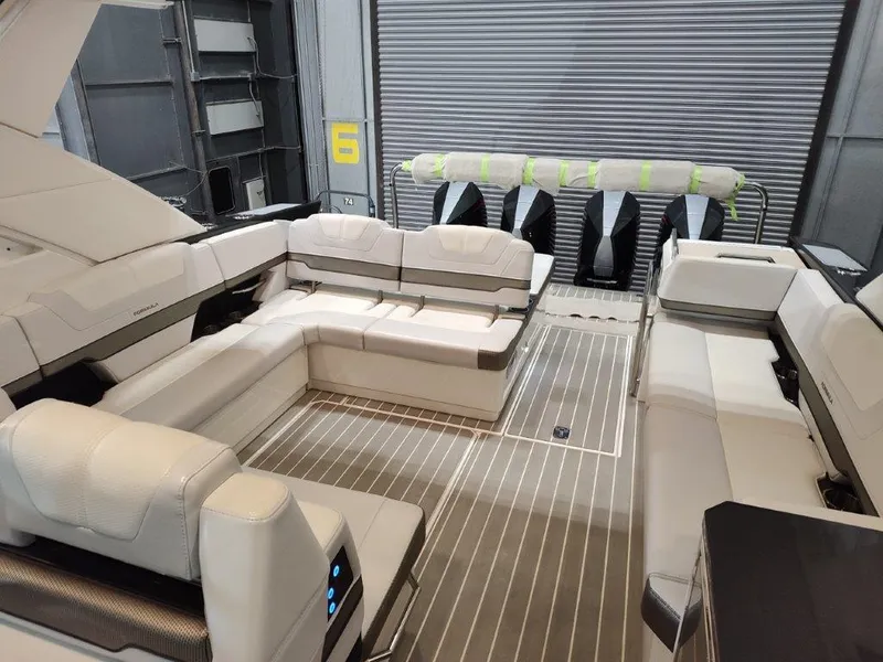 Slide: The Image of 2021 Formula 430 Super Sport Crossover interior with luxurious seating and modern design. - 32