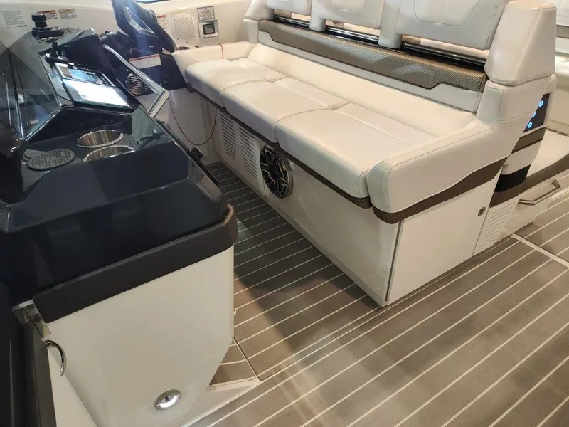 Slide: The Image of 2021 Formula 430 Super Sport Crossover interior with sleek seating and modern dashboard. - 38