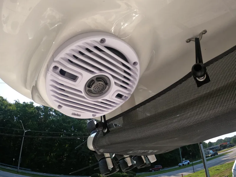 Slide: The Image of 2025 Key West 239 FS boat speaker and canopy detail. - 10