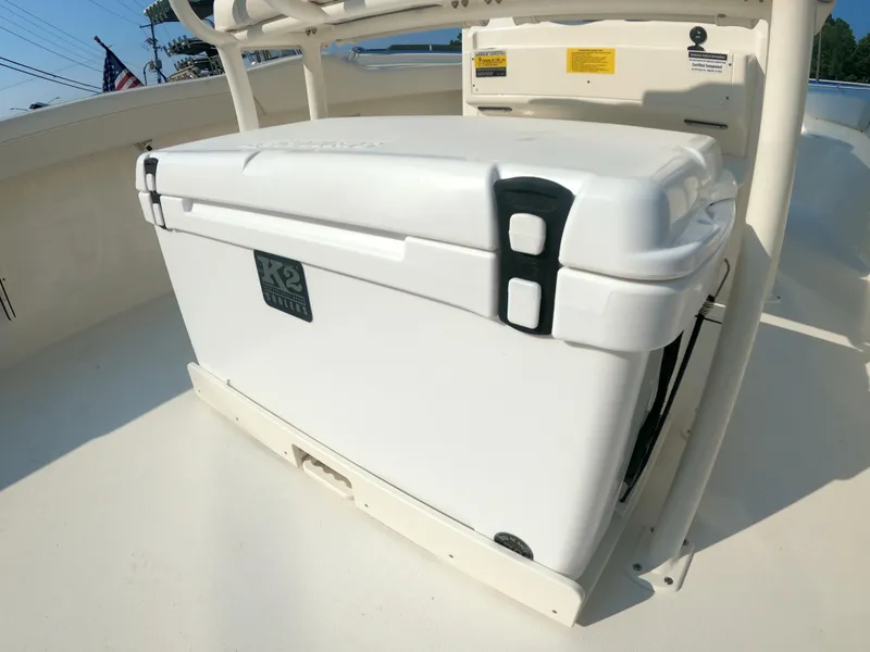 Slide: The Image of White cooler on 2025 Key West 239 FS boat deck. - 18