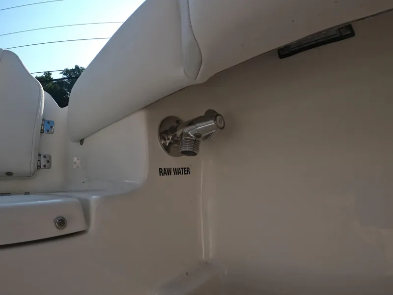 Slide: The Image of 2025 Key West 239 FS boat raw water outlet detail. - 21