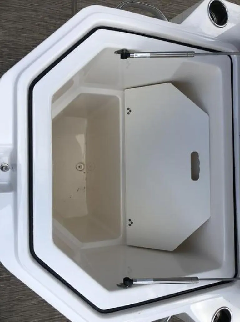 Slide: The Image of Open storage compartment on 2018 Wellcraft 302 Fisherman boat. - 3