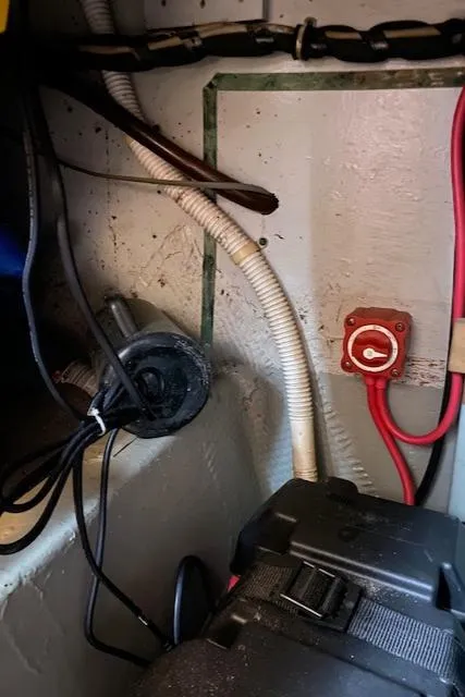 Slide: The Image of 1973 Hatteras Motor Yacht engine room wiring and components. - 39