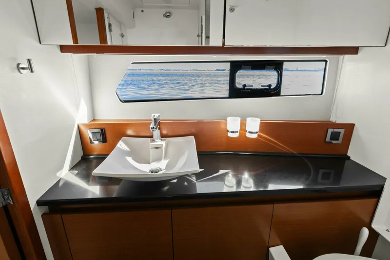 Slide: The Image of Luxurious bathroom interior of 2014 Prestige 450 S yacht with ocean view. - 37