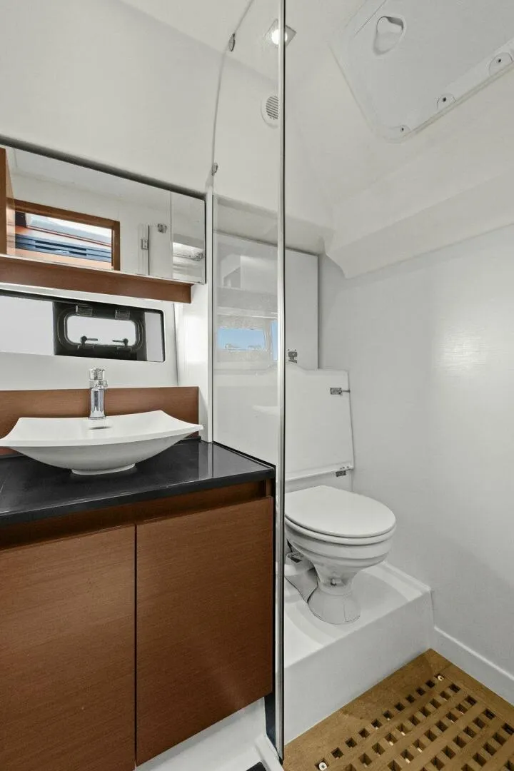 Slide: The Image of Luxurious bathroom in 2014 Prestige 450 S yacht with modern fixtures. - 40