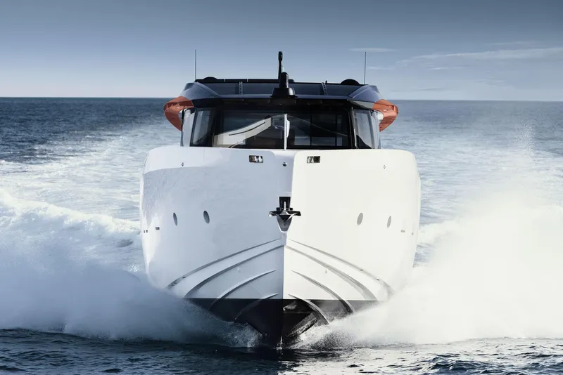 Slide: The Image of Sanlorenzo SP92 yacht cruising on open sea, 2026 model. - 29