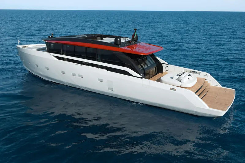 Slide: The Image of 2026 Sanlorenzo SP92 luxury yacht cruising on open sea. - 31