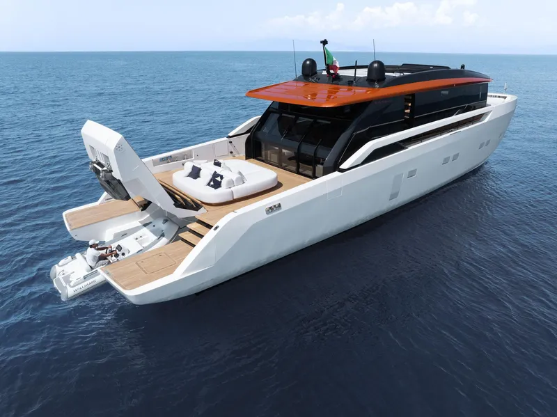 Slide: The Image of Luxury Sanlorenzo SP92 yacht cruising on open sea, 2026 model. - 26
