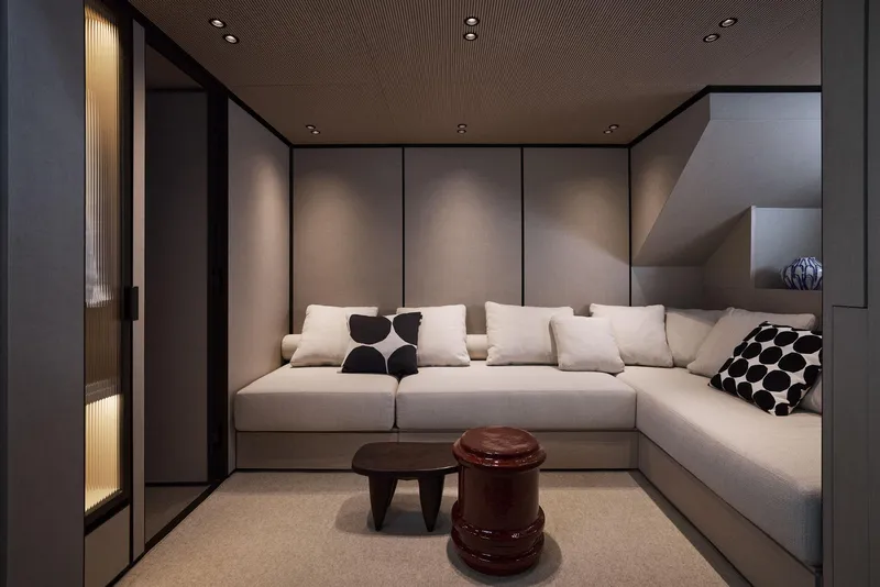 Slide: The Image of Luxurious interior of 2026 Sanlorenzo SP92 yacht with modern seating and stylish decor. - 32