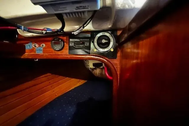 Slide: The Image of Control panel of a 1984 Sea Sprite 34 Yawl with wooden interior. - 6