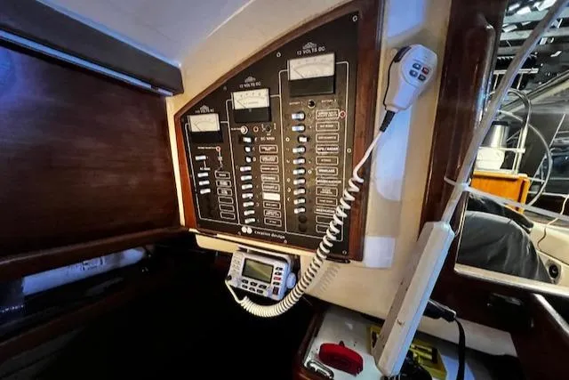 Slide: The Image of Electrical control panel on a 1984 Sea Sprite 34 Yawl sailboat interior. - 9