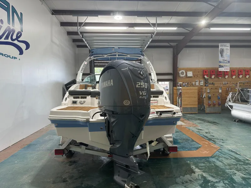 Slide: The Image of 2024 Chaparral SSI23SP boat with Yamaha 250 V6 engine in showroom. - 7