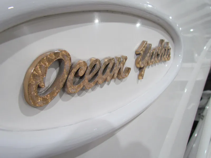 Slide: The Image of Gold "Ocean Yachts" logo on 2000 Ocean Yachts 48 Sun Sport. - 22