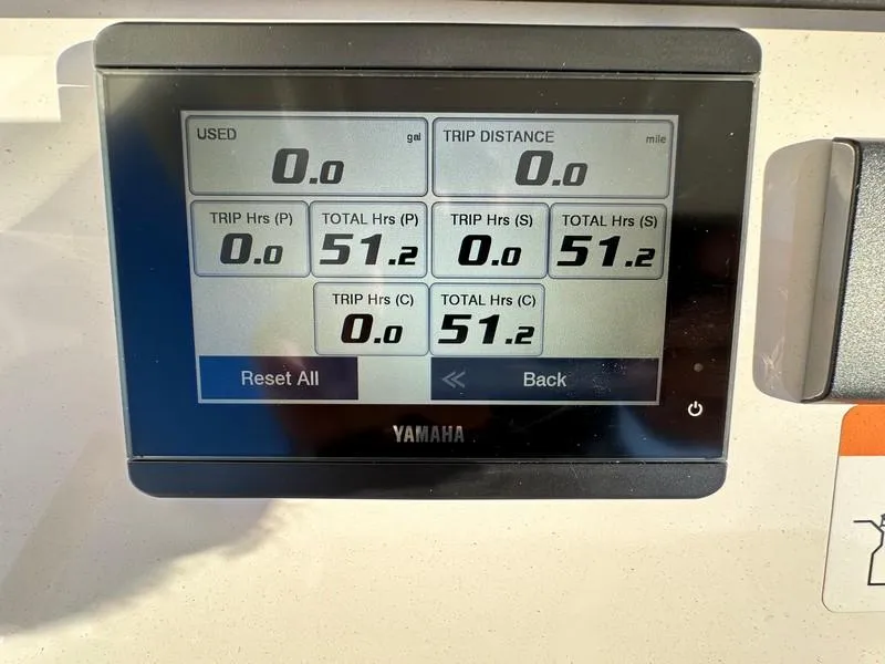 Slide: The Image of Yamaha display showing trip and total hours for Regulator 34, 2023 model. - 16