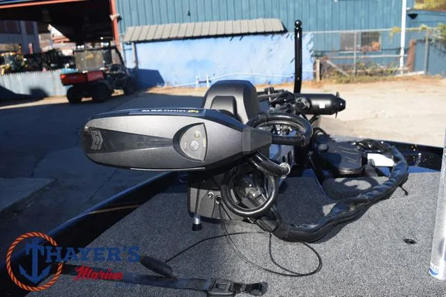 Slide: The Image of 2025 Bass Cat Puma STS boat with advanced trolling motor setup. - 11