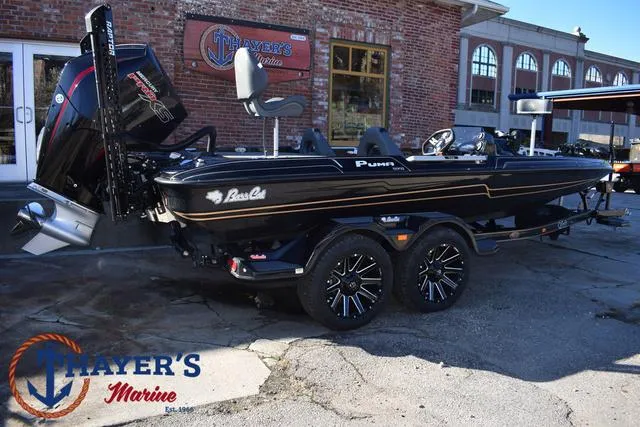 Slide: The Image of 2025 Bass Cat Puma STS boat at Thayer's Marine dealership. - 46