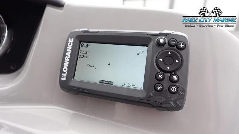Slide: The Image of Lowrance marine GPS device on Barletta ARIA 22QC, 2025 model. - 26