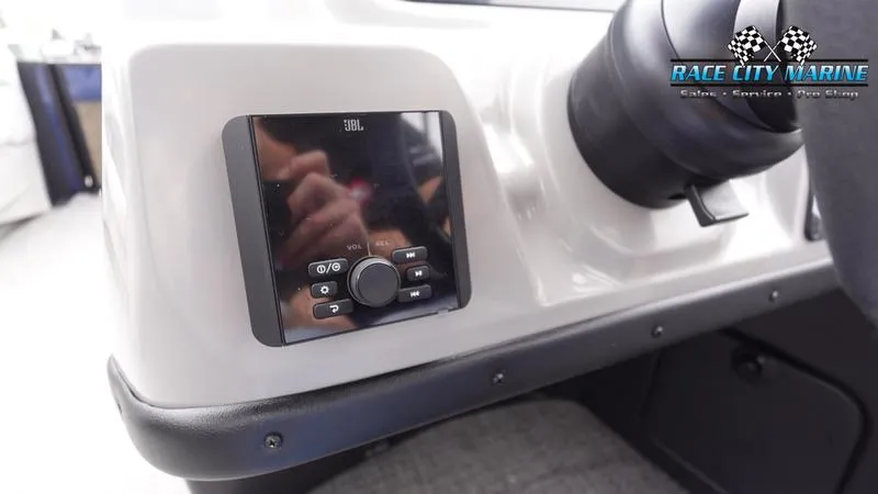 Slide: The Image of 2025 Barletta ARIA 22QC dashboard with JBL audio controls. - 28