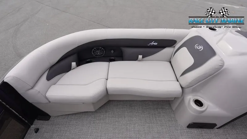 Slide: The Image of 2025 Barletta ARIA 22QC boat interior with plush seating and modern design. - 32