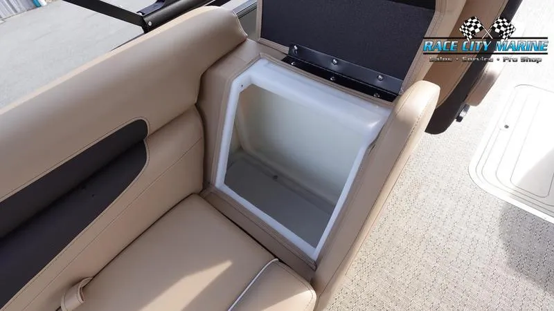 Slide: The Image of 2025 Barletta Cabrio 22QC boat seat with built-in storage compartment. - 18