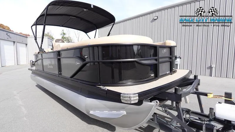 Slide: The Image of 2025 Barletta Cabrio 22QC pontoon boat on trailer, Race City Marine. - 5