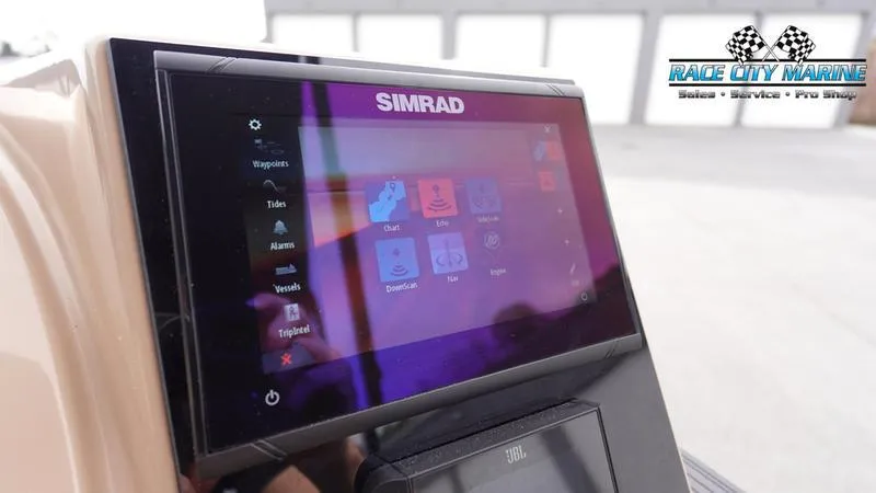 Slide: The Image of Simrad display on 2025 Barletta Cabrio 22UC boat dashboard at Race City Marine. - 32