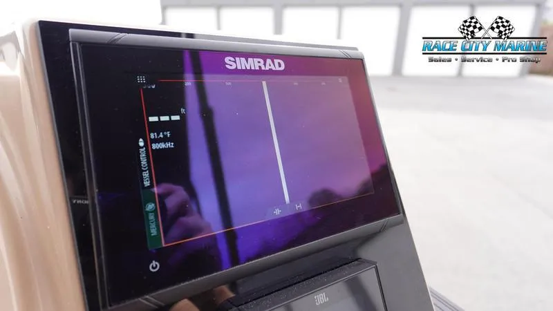 Slide: The Image of Simrad display on 2025 Barletta Cabrio 22UC boat dashboard at Race City Marine. - 33