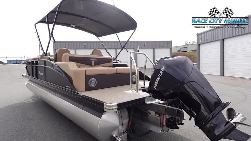 Slide: The Image of 2025 Barletta Cabrio 22UC pontoon boat with Mercury outboard motor, Race City Marine. - 7