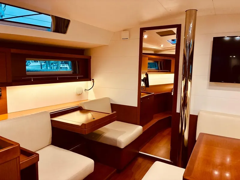 Slide: The Image of Luxurious interior of 2017 Beneteau Oceanis 45 yacht with elegant wood finish. - 23