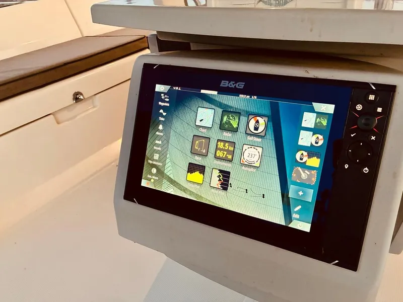 Slide: The Image of Navigation system on 2017 Beneteau Oceanis 45 sailboat, displaying sailing data and controls. - 42