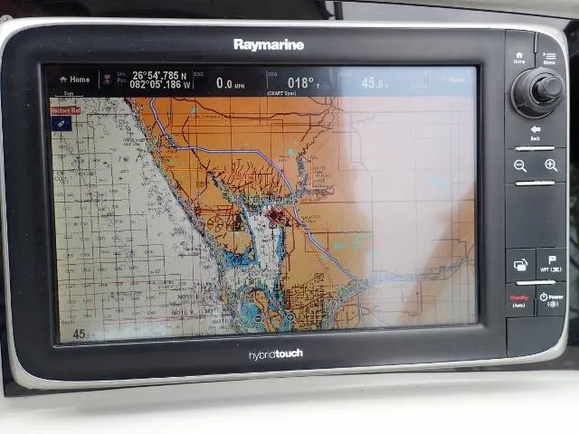 Slide: The Image of Raymarine chartplotter displaying nautical map on 2007 Formula 34 PC boat. - 8
