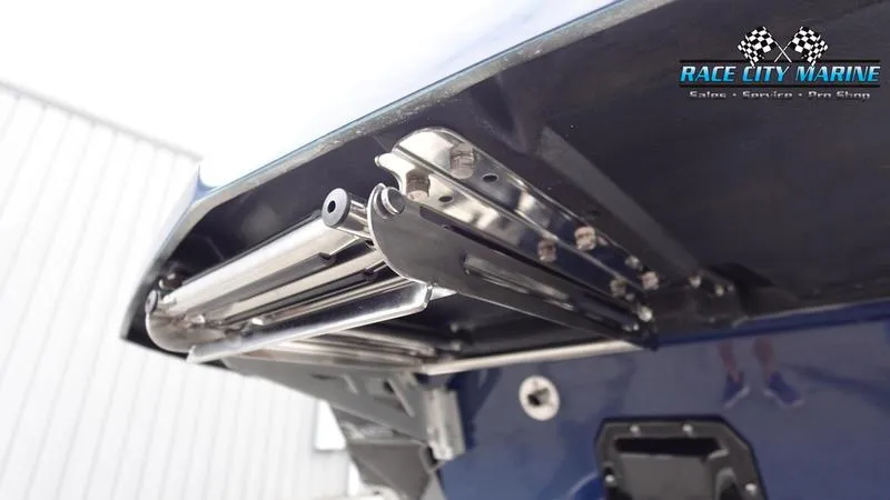 Slide: The Image of 2025 Nautique Super Air Nautique G25 boat detail, featuring stainless steel components. - 11