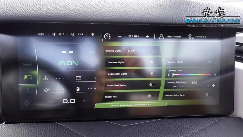 Slide: The Image of Dashboard display of 2025 Nautique Super Air Nautique G25 boat controls. - 41