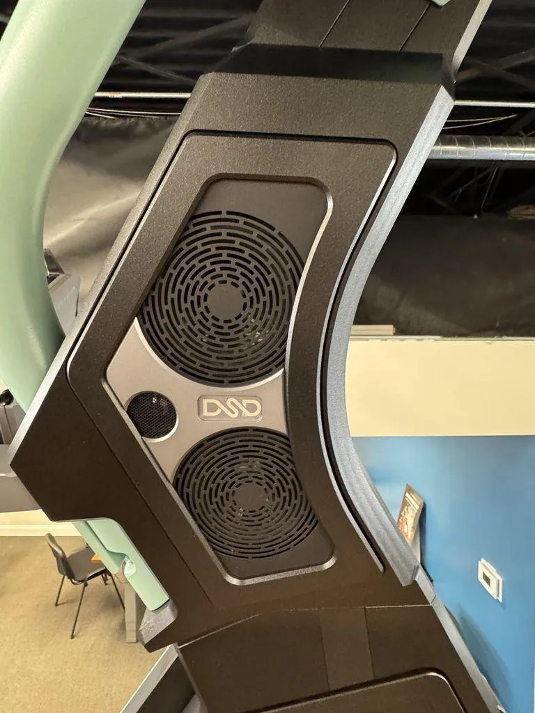Slide: The Image of Close-up of a 2025 Supra SL 450 speaker system with modern design elements. - 14