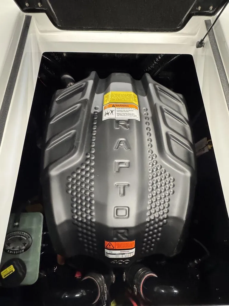 Slide: The Image of 2025 Moomba Mondo engine compartment featuring a Raptor engine cover. - 5