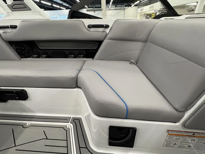 Slide: The Image of 2025 Moomba Mondo interior with gray seating and modern design elements. - 8