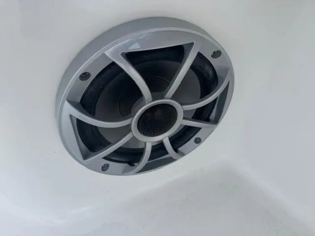 Slide: The Image of Speaker installed in 2025 Parker 2420 Sport Cabin boat interior. - 12