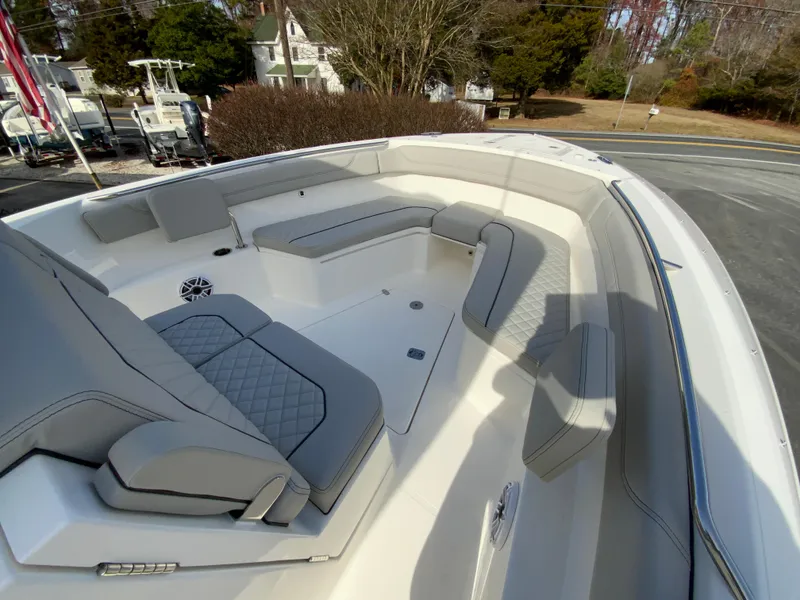 Slide: The Image of 2025 Pursuit S 288 Sport boat with spacious seating and modern design. - 31