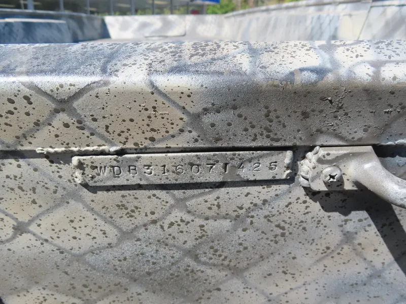 Slide: The Image of Close-up of WeldBilt 1852 boat hull with serial number, 2025 model. - 7