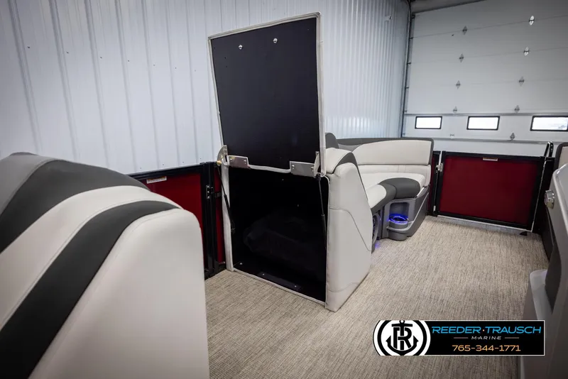 Slide: The Image of 2023 Avalon LSZ CRB interior with modern seating and carpeted flooring. - 22