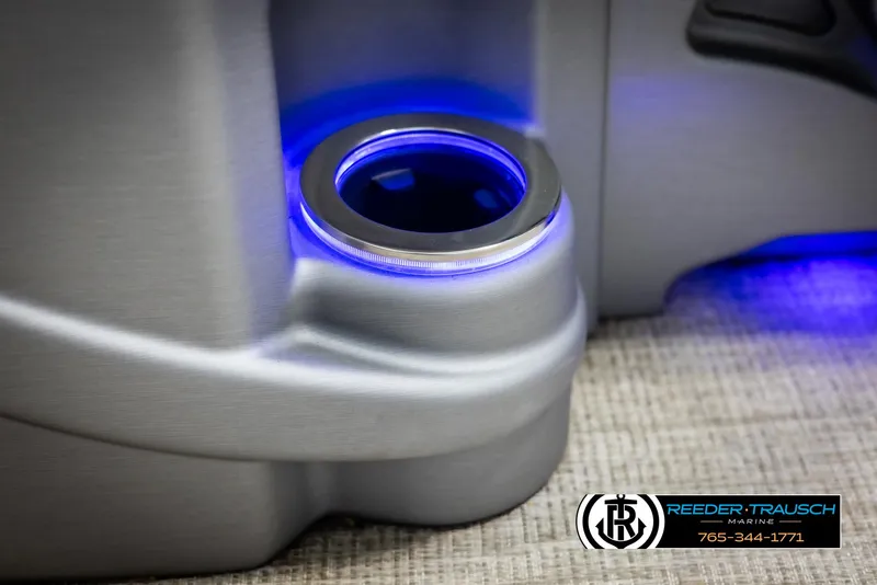 Slide: The Image of 2023 Avalon LSZ CRB cup holder with blue LED lighting. - 45